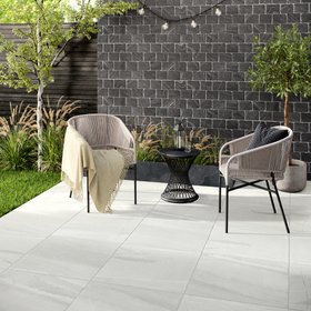 Rochetta White Stone Effect Matt Porcelain Outdoor Slab Tile