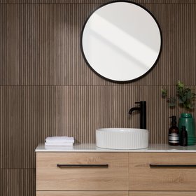 Mocha Slatted Wood Effect Matt Ceramic Wall Tile