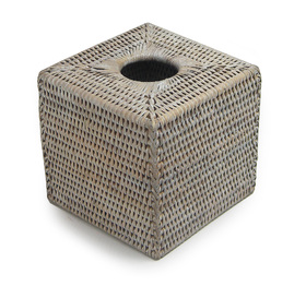 Rattan Tissue Box in white