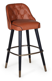 Piano Bar Stool in burnt orange and black Oak frame
