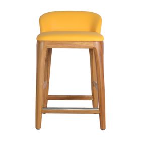 New York Kitchen Stool in Yellow  Linen and Oak frame