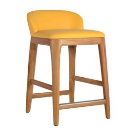 New York Kitchen Stool in Yellow  Linen and Oak frame