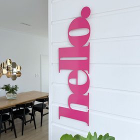 hello wall art | hot pink