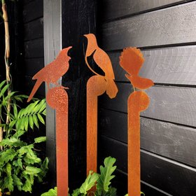 kereru, fantail + tui garden art | set of 3 | corten | large