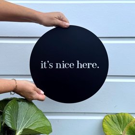 it's nice here wall art | black