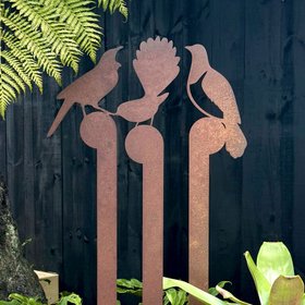 kereru, fantail + tui garden art | set of 3 | corten | large