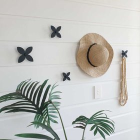 outdoor wall hook frangipani | black | set of 5