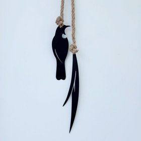 tui & fine flax wall hanging | black w natural rope