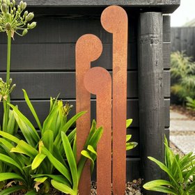 koru garden stakes | corten | set of 3