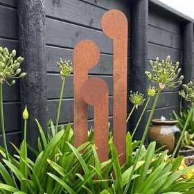 koru garden stakes | corten | set of 3