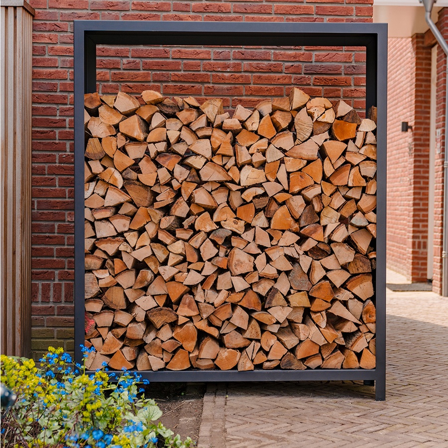 Kaminholzlager schwarz 150 x 40 x 180 cm