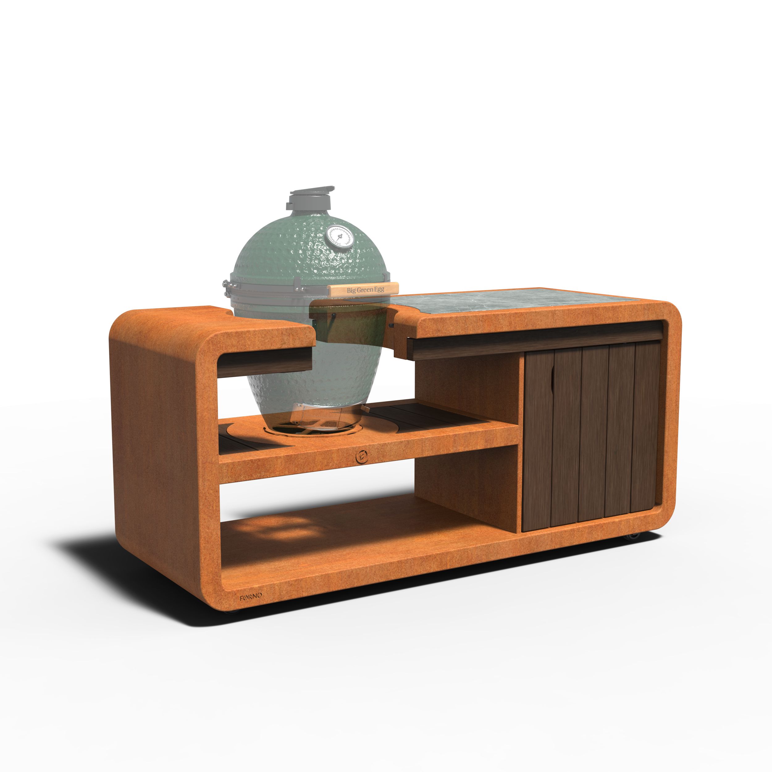 Kamado Grill-Station aus Cortenstahl -  2 Meter