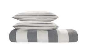Kelsey Linen & Cotton Stripe Duvet Cover + 2 Pillowcases, Super King Size, Iron Grey