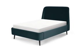 Hayllar King Size Bed, Steel Blue Velvet