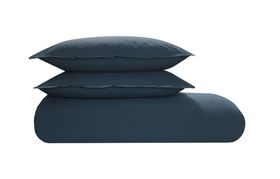 Sena 100% Organic Stonewashed Cotton Duvet Cover + 2 Pillowcases, King Size, Indigo Blue