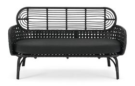 Swara Garden 2 Seater Sofa, Black Polyrattan