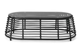 Swara Garden Coffee Table, Black Polyrattan and Glass