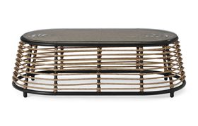 Swara Garden Coffee Table, Natural Polyrattan and Glass