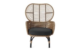 Swara High Back Garden Lounge Chair, Natural Polyrattan & Black