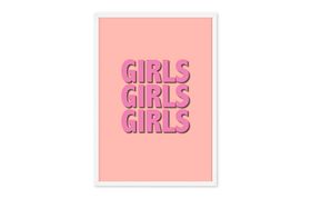 Girls Girls Girls by Colour TV Framed Wall Art Print A2, Pink