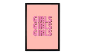 Girls Girls Girls by Colour TV Framed Wall Art Print A1, Pink