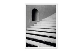 Architecture Steps by Honeymoon Hotel Framed Wall Art Print A3, Black & White