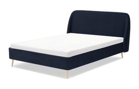 Trudy Super King Size Bed, Royal Blue velvet & Brass Legs