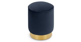 Hetherington Small Brass Base Pouffe, Royal Blue Velvet