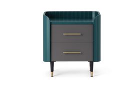 Lali Bedside Table, Teal & Brass