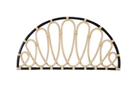 Tapu King Size Headboard, Half Moon, Black & Natural Rattan