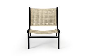 Modica Accent Armchair, Rattan & Matte Black Fabric