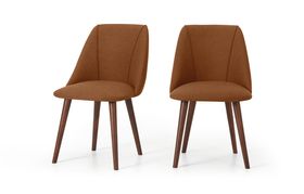 Lule Set of 2 Dining Chairs, Dune Orange & Walnut Leg