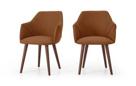 Lule Set of 2 Carver Dining Chairs, Dune Orange & Walnut Leg