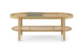 Ankhara Coffee Table, Natural Oak & Rattan