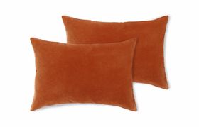 Lorna Set of 2 Velvet Cushions, 35 x 50cm, Burnt Orange