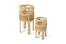 Mandy Set of 2 Planter Stands, Natural Rattan
