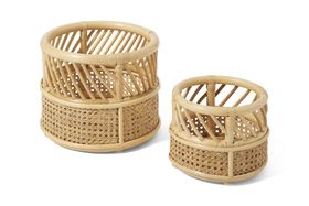 Mandy Set of 2 Planters, Natural Rattan