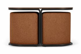 Marade Table + Ottoman Set, Dune Orange Fabric