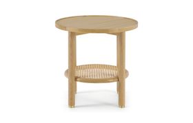 Ankhara Side Table, Natural Oak & Rattan