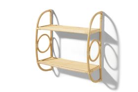 Babbo 2-Tier Wall-Mounted Storage Shelf, Large, Natural Rattan