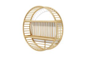 Soren Circular Wall Shelf Unit, 60cm, Natural Rattan
