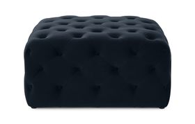 Hampton Square Pouffe, Moonlight Blue Recycled Velvet