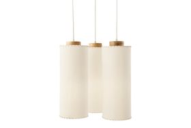Neutra Cluster Pendant Light, Natural Stain Wood & Textured Fabric