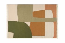 Waltara Flatweave Wool Rug, Large 160 x 230 cm, Green & Orange