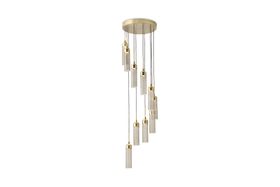Verona LED 10 Light Chandelier Ceiling Light, Brushed Brass & Smoked Glass