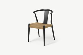 Abbon Woven Dining Chair, Charcoal Black Wash