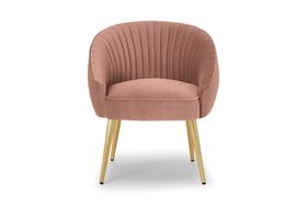 Avei Dining Chair, Blossom Pink Velvet with Brass Legs
