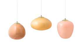 Adrianne Diner Pendant Light, Pink, Burgundy, Yellow Glass & Brass
