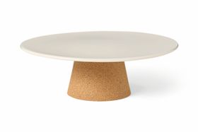 LIGA Cake Stand, Natural Cork & Cream Ceramic