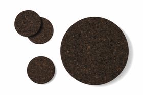 LIGA Smoked Set of 4 Round Placemats & Coasters, Dark Natural Cork